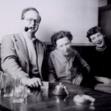 Ron, Betty, and Mom, acting daft for my dad's camera in the "Duke of Wellington" pub on the Birmingham Road, Lichfield.  1950's