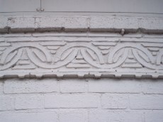 A decorative band of tile work.
