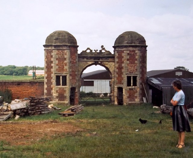 Mother appreciating the Tudor Gatehouse at Hamstall Ridware. C. 1982.
